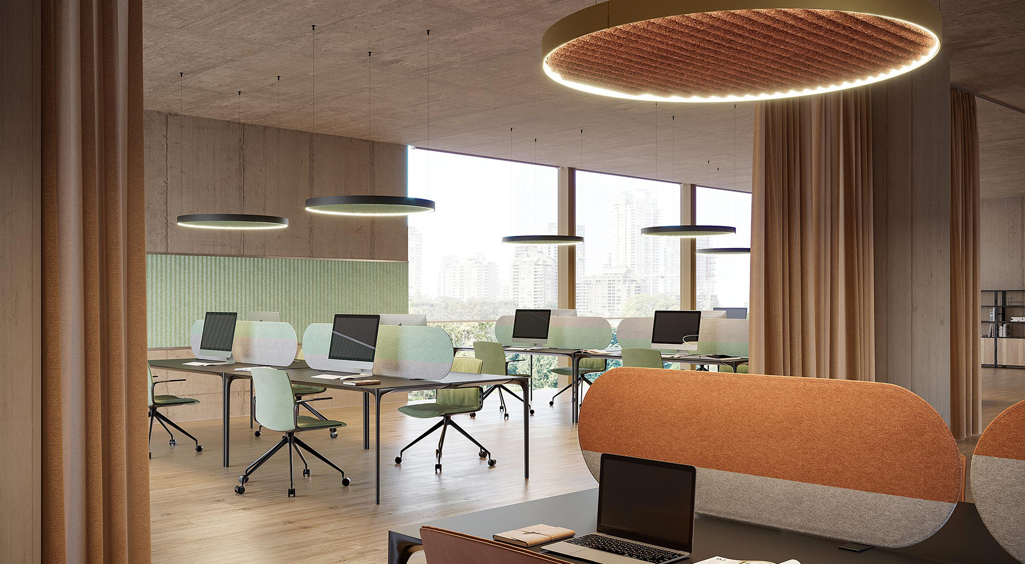 Advanced  Acoustic Interior solutions for ceiling and desks