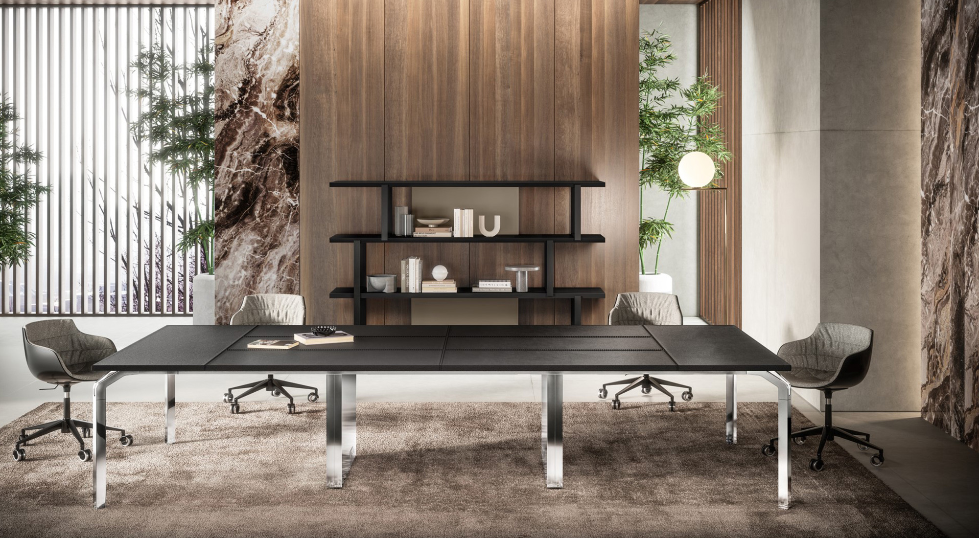 Meeting table YOGA with thick Italian leather